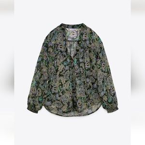 Zara printed flowy blouse